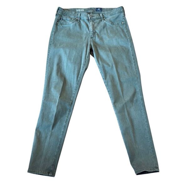 Ag Adriano Goldshmied the Abbey mid rise super skinny fit green jeans 30 - Picture 2 of 14